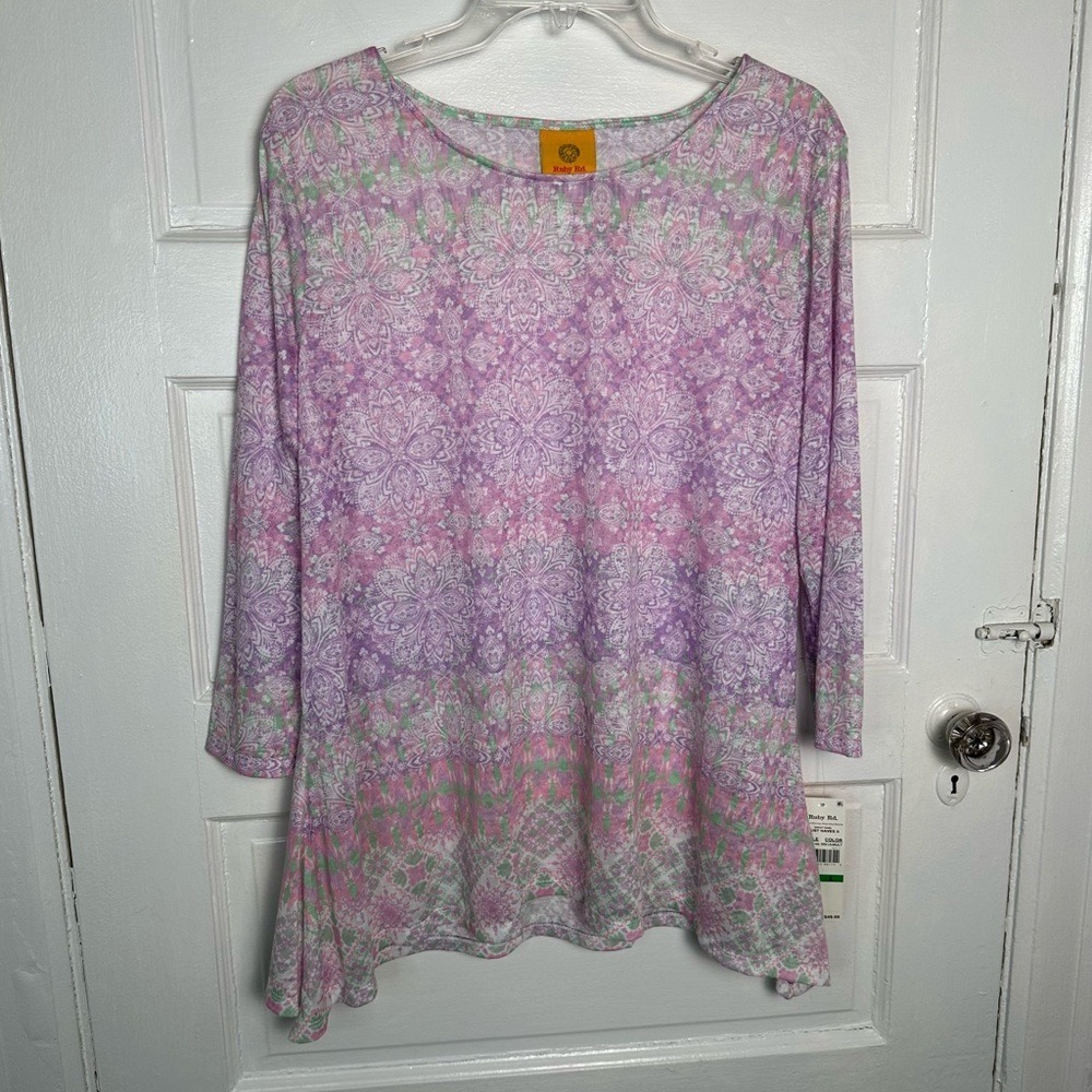 Ruby Rd. Geometric Boho Print Tunic‎ Top Pastel P… - image 13